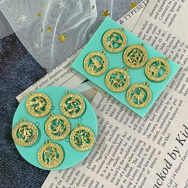 Miniature Zodiac Silicone Mold-Zodiac Pendant Resin Mold-Zodiac Necklace Mold-Zodiac Keychain Mold-Zodiac Earrings Jewelry Mold