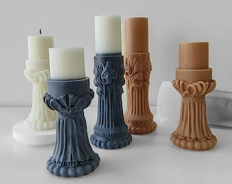 Molde de silicona para velas nórdicas, molde para velas con forma de columna romana, molde para velas con forma de pilar en relieve, molde estético para velas, molde artístico de resina epoxi, molde para decoración del hogar