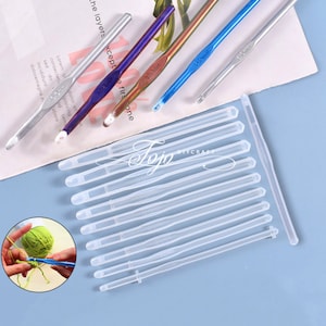 Soft Resin Silicone Crochet Hooks Mold for DIY Crafts Arthritic Hand Sewing, Size: Length 5.98 Width 0.23-0.51, Clear