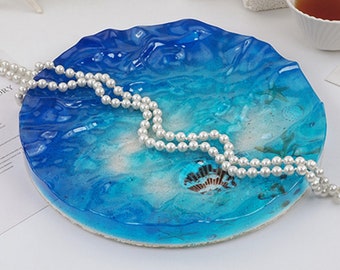 Water Ripple Tray Silicone Mold-Large Wave Tray Resin Mold-Round Water Wave Mold-DIY Blue Ocean Micro Landscape Mold-Epoxy Resin Art Mold