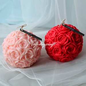 Rose Ball Silicone Mold-Flower Ball Candle Mold-Floral Ball Mold-Kissing Ball Mold-Rose Flower Mold-Aroma Candle Soap Mold-Epoxy Resin Mold