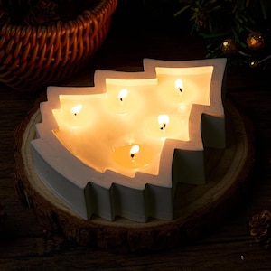 Christmas Dish Silicone Mold-Christmas Tree Candle Vessel Mold-Concrete Bowl Candle Mold-Cement Trinket Tray Mold-Jesmonite Home Decor Mold