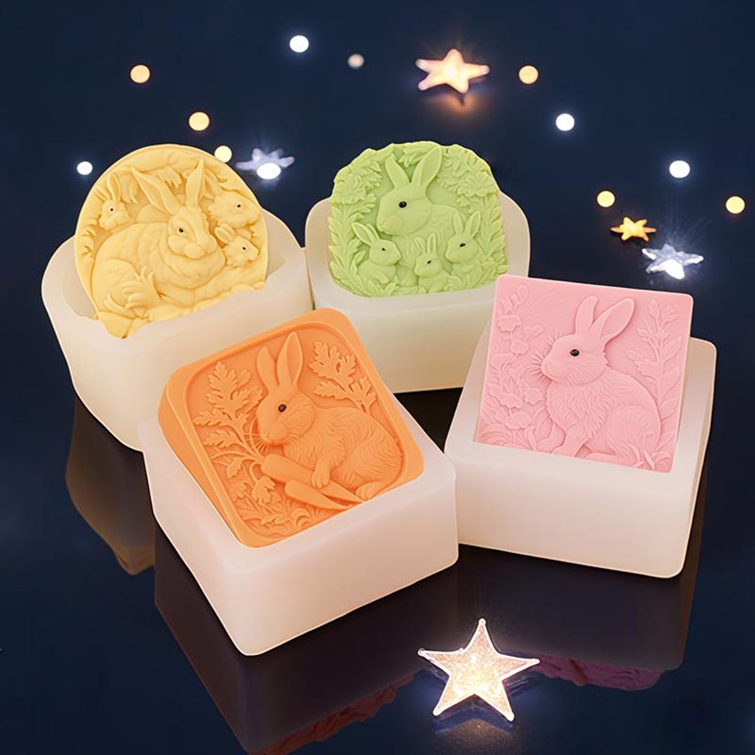 Soaping Rabbit Easter Bunny Soap Mold-animal Rabbit Soap Mold-square Soap Silicone ...