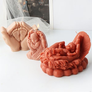 Baby Candle Silicone Mold-Angel Baby Candle Mold-Baby Feet Candle Mold-Mother Holding Baby Candle Mold-DIY Aromatherapy Plaster Mold