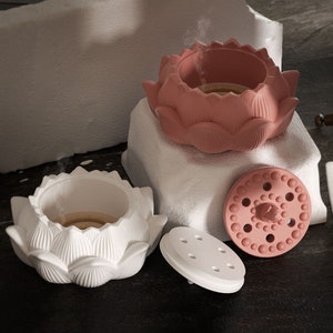 Lotus Candle Jar Silicone Mold-Lotus Storage Box Resin Mold-Lotus Incense Burner Mold-Concrete Cement Candle Vessel Mold-Home Decor Mold