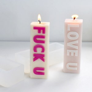 Molde de silicone de vela engraçado-f * ck u love u palavra molde de vela-letra molde de vela-frase molde de vela-molde de vela de slogan-molde de sabão de vela de aroma