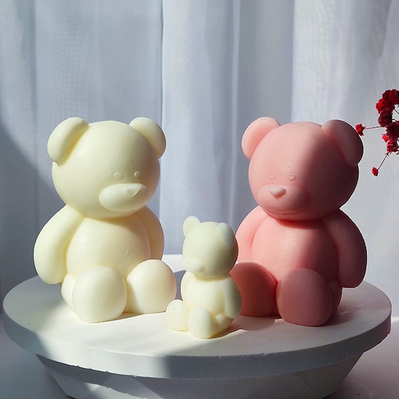 1pc Bear Design DIY Silicone Mold, Cartoon White Silicone Bear Candle Mold  For DIY
