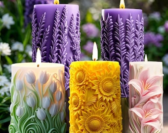 Floral Pillar Silicone Mold-Flower Pillar Candle Mold-Sunflower Bell Orchid Candle Mold-Wedding Candle Decor Mold-Aromatherapy Plaster Mold