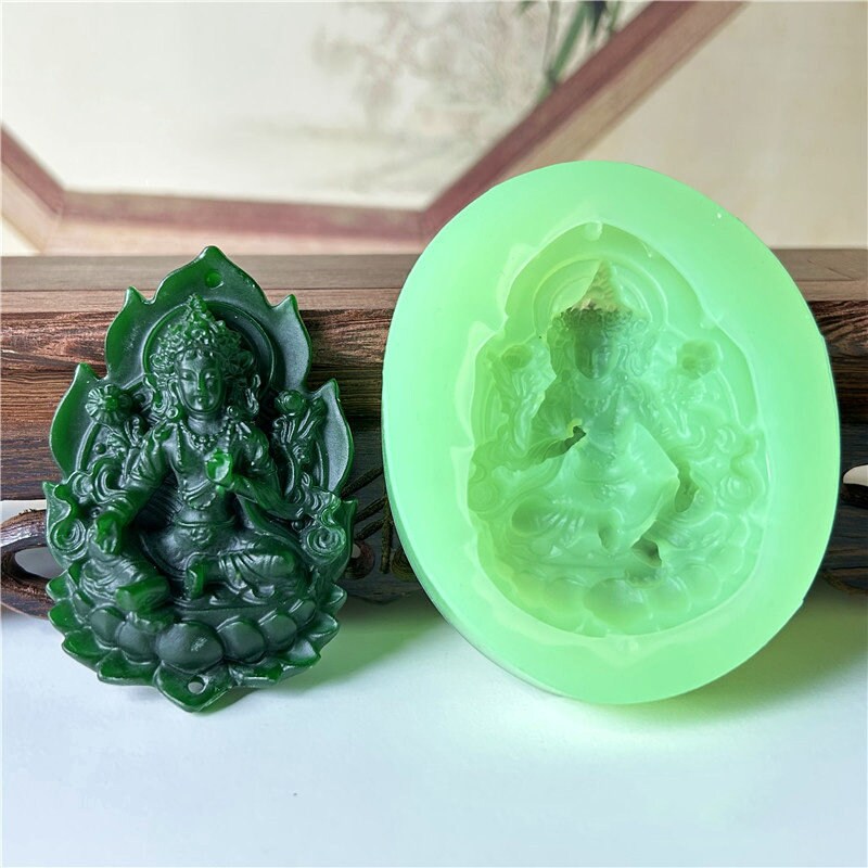 Grüne Tara Silikonform-Tara-Buddha-Harzform-Grüne Tara-Anhängerform-Tara-Halskette-Schmuckherstellungsform-Betonzement-Buddha-Form