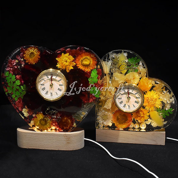 Romantic Heart Clock Silicone Mold-Table Clock Molds-Heart Clock Resin Mold-Clock Concrete Mold-Large Bookend Mold-Cement Plaster Craft Mold