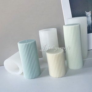 Cylinder Candle Silicone Mold-Striped Cylindrical Candle Mold-Striped Pillar Candle Mold-Line Candle Mold-Scented Pillar Candles Mold
