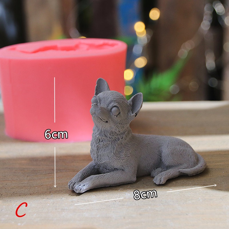 ANHTCZYX 3D Dog for Cat Handmade Silicone Mold Plaster Candle Soap Fondant Mould, Weight Loss Puppy Mo