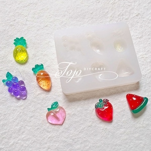 Cute Fruit Silicone Mold-Fruit Resin Mold-Fruit Grapes Watermelon Peach Pineapple Strawberry  Mold-Fruit Earrings Mold-Jewelry Charm Mold