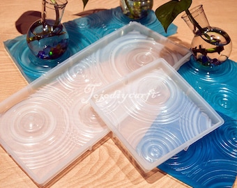 Geometric Ripple Coaster Mold-Water Ripple Tray Mold-Rectangle Square Ripples Vase Base Mold-Flower Pot Fish Tank Tray Mold-Epoxy Resin Mold