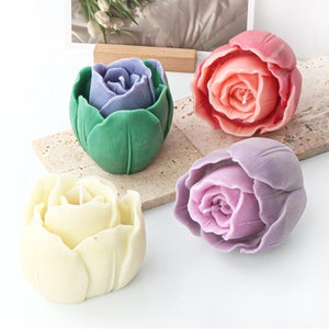 3D tulipán vela silicona molde-tulipán flor vela molde-tulipán jabón molde-cumpleaños vela molde-epoxi resina molde-DIY aromaterapia yeso molde
