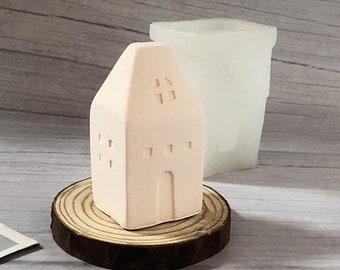 Einfaches Haus Silikonform-Dorfhaus Kerzenform-Cottage Kerzenform-Weihnachten Betonhausform-Zement Jesmonitform-Wohnkulturform