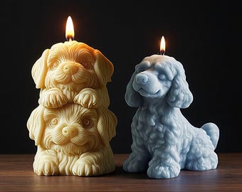 Two Dogs Candle Silicone Mold-Pet Dog Candle Mold-Poodle Puppy Candle Mold-Dog Head Soap Mold-Animal Dog Mold-DIY Aromatherapy Plaster Mold