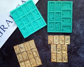 Liten tarotkort silikonform - tarotkort hartsform - tarotkort halsband hänge form - tarotkort fondantform - chokladkaka dekor form