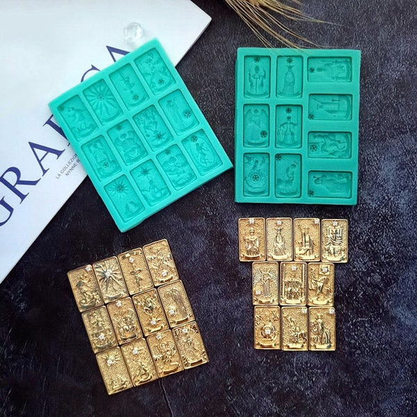 Mała forma silikonowa na karty tarota - forma żywiczna na karty tarota - forma na naszyjnik z kart tarota - forma na fondant tarota - forma na dekorację ciasta czekoladowego