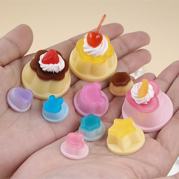 Miniature Pudding Silicone Mold-Animal Pudding Resin Mold-Pudding Cat Bear Rabbit Heart Keychain Mold-Dollhouse Food Mold-Epoxy Resin Mold