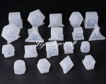 19 Styles Würfel Silikon Form-Polyedrische Würfel Harz Form-DND Würfel Set Form-Sharp Edge Würfel Form-RPG Würfel Form-Dungeons and Dragons Würfel Form