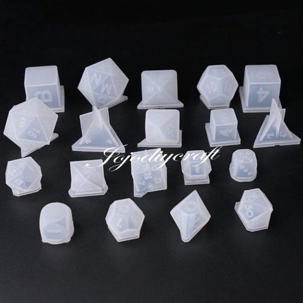 19 Styles Würfel Silikon Form-Polyedrische Würfel Harz Form-DND Würfel Set Form-Sharp Edge Würfel Form-RPG Würfel Form-Dungeons and Dragons Würfel Form
