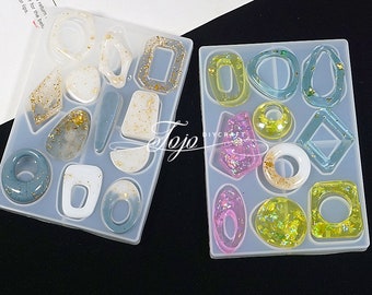 Molde geométrico irregular de silicone para joias, colar tradicional com seis treliças, brinco, molde de resina para joias, moldes de resina epóxi para joias