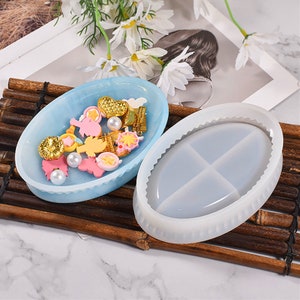 Oval Dish Silicone Mold-Oval Storage Tray Mold-Tray Resin Mold-Jewelry Trinket Dish Mold-Jesmonite Tray Mold-Plaster Cement Tray Mold