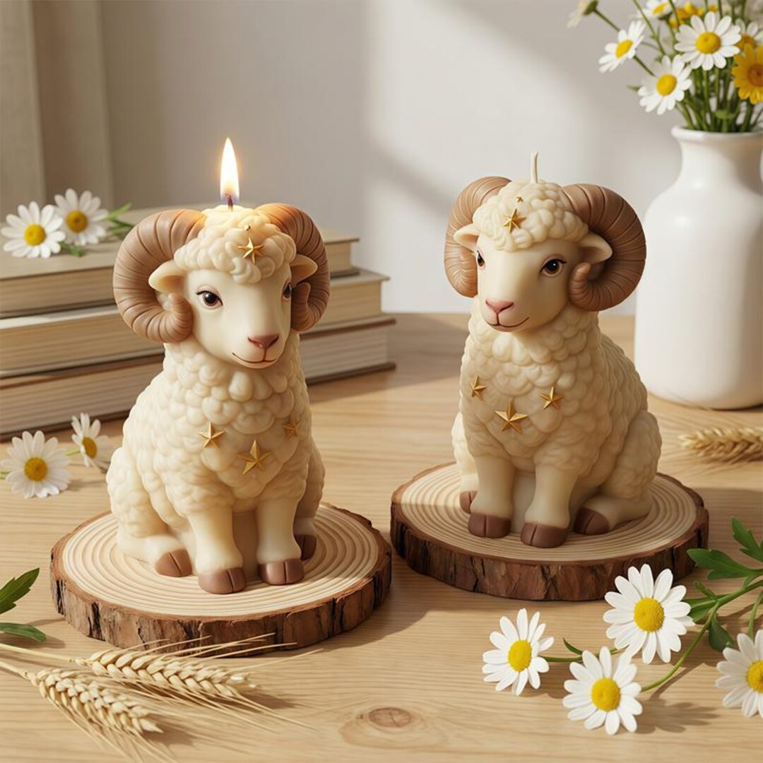 3D羊キャンドルシリコンモールド-漫画ヤギ樹脂モールド-動物フィギュア