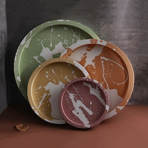 4 Sizes Tray Resin Silicone Mold-Round Storage Tray Mold-Concrete Circle Tray Mold-Cement Coaster Tray Mold-Jesmonite Terrazzo Tray Mold