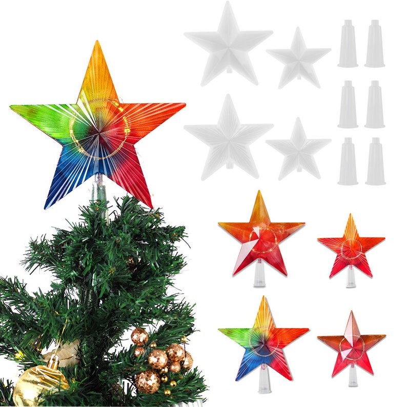 Christmas Star Tree Topper Silicone Mold-Five-pointed Star Resin Mold-Star Night Light Mold-Christmas Tree Decor Mold-Epoxy Resin Craft Mold image 4