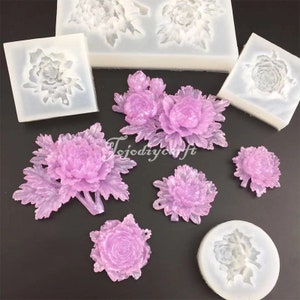 Colorful Flower Silicone Mold-Flower Resin Mold-Flower Pendant Mold-Flower Rose Mold-Peony Flower Mold-Jewelry Making Mold-Epoxy Resin Mold