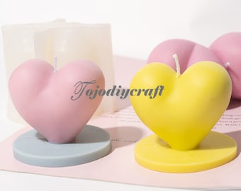 3D Heart Candle Silicone Mold-Couple Heart Candle Mold-Romantic Heart Candle Mold-Valentine Heart Candle Mold-Aroma Plaster Soap Mold