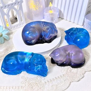 Stampo in silicone per cani e gatti, stampo in resina per animali addormentati, stampo per portachiavi con animali, stampo per arte estetica in resina, stampo in gesso per aromaterapia fai da te