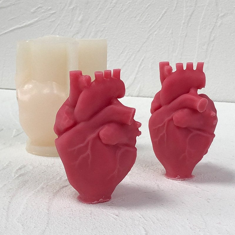 17cm 3D silicone mold, XL Heart Candle Mold, Anatomical Heart, soap  silicone