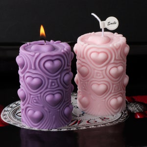 Cylinder With Hearts Candle Silicone Mold-Cylindrical Candle Mold-Heart Pillar Candle Mold-Handmade Soap Mold-DIY Aromatherapy Plaster Mold