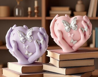 Butterfly Heart Silicone Mold-Hands Holding Heart Candle Mold-Aesthetic Art Mold-DIY Aromatherapy Plaster Mold