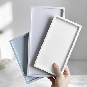 Plateau rectangulaire moule en silicone-rectangle porte-bibliothèques moule en résine-moule en béton de ciment-moule de décoration en plâtre jesmonite