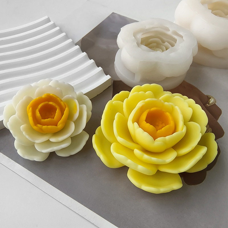 DIY Grote Pioen Bloem Kaars Siliconen Mal 3D Lotus Bloemvorm