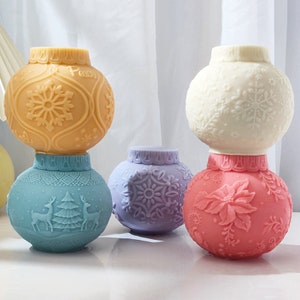 Weihnachtskugel Silikonform-Weihnachten Geprägte Kugel Kerzenform-Laterne Kugel Kerzenform-Weihnachtsvase Kerzenform-Aromakerze Seifenform