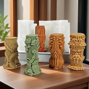 5 Styles Nordic Candle Silicone Mold-European Cylinder Candle Mold-Ribbed Pillar Candle Mold-Wave Candle Mold-DIY Aromatherapy Plaster Mold