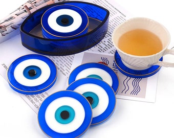 Evil Eye Coaster Siliconen Mal-Ronde Coaster Hars Mold-Coaster Box Mold-Cement Gips Coaster Mold-Jesmonite Coaster Mold-Epoxyhars Mold