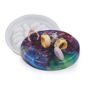 Stampo in silicone per porta anelli, stampo in resina per vassoio ad anello, stampo per vassoio espositivo per gioielli, stampo in cemento, stampo in gesso per aromaterapia fai da te, stampo per decorazioni per la casa