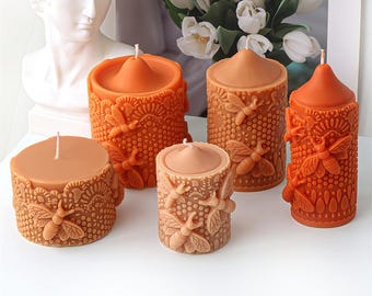Beehive Candle Silicone Mold-Honeycomb Taper Candle Mold-Bee Honeycomb Candle Mold-Beeswax Pillar Candle Mold-DIY Aromatherapy Plaster Mold