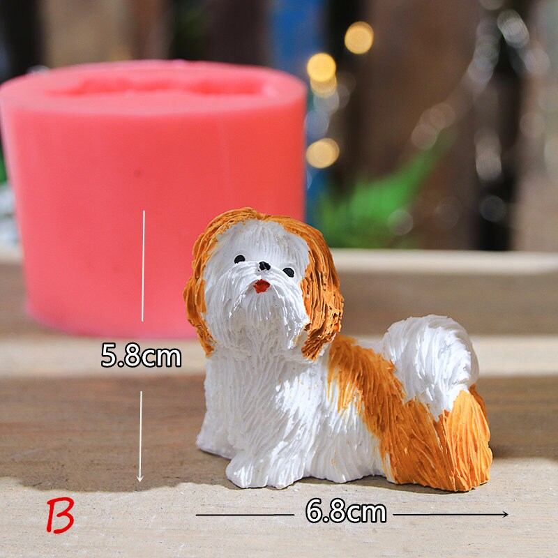 ANHTCZYX 3D Dog for Cat Handmade Silicone Mold Plaster Candle Soap Fondant Mould, Weight Loss Puppy Mo