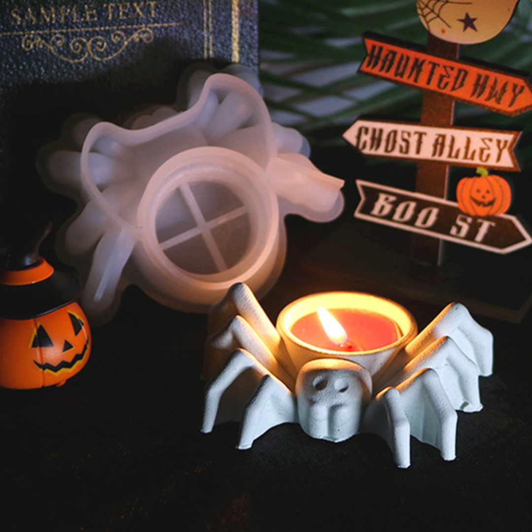 Spider Candle Holder Moldhalloween Candlestick Moldcement Etsy