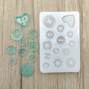 Creative Shaped Button Silicone Mold-Round Square Sunflower Love Heart Button Mold-Resin Molds for Jewelry-Jewelry Accessories