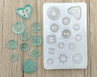 Bottone a forma creativa Stampo in silicone-Rotondo Quadrato Girasole Amore Cuore Pulsante Stampo-Stampi in resina per gioielli-Accessori per gioielli