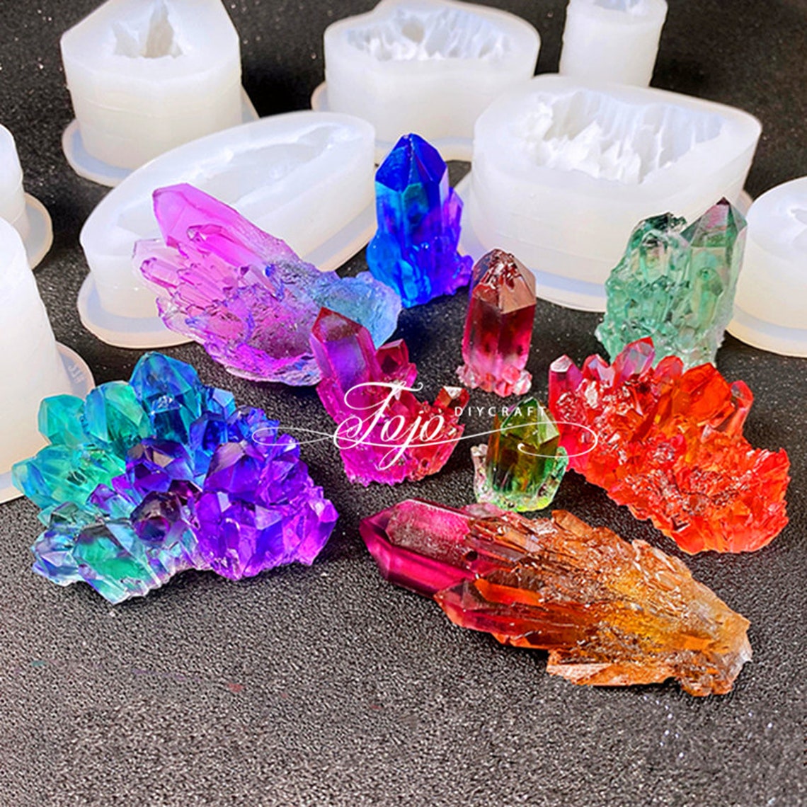 Natural Crystal Cluster Resin MoldGem Stone Silicone Etsy