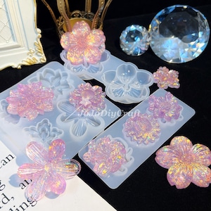 Bloemblaadjes Siliconen Mold-Kleurrijke BloemHars Mold-Bloem Oorbellen Mold-Cherry Blossoms Flower Mold-Jewelry Charm Mold-Epoxy Resin Mold